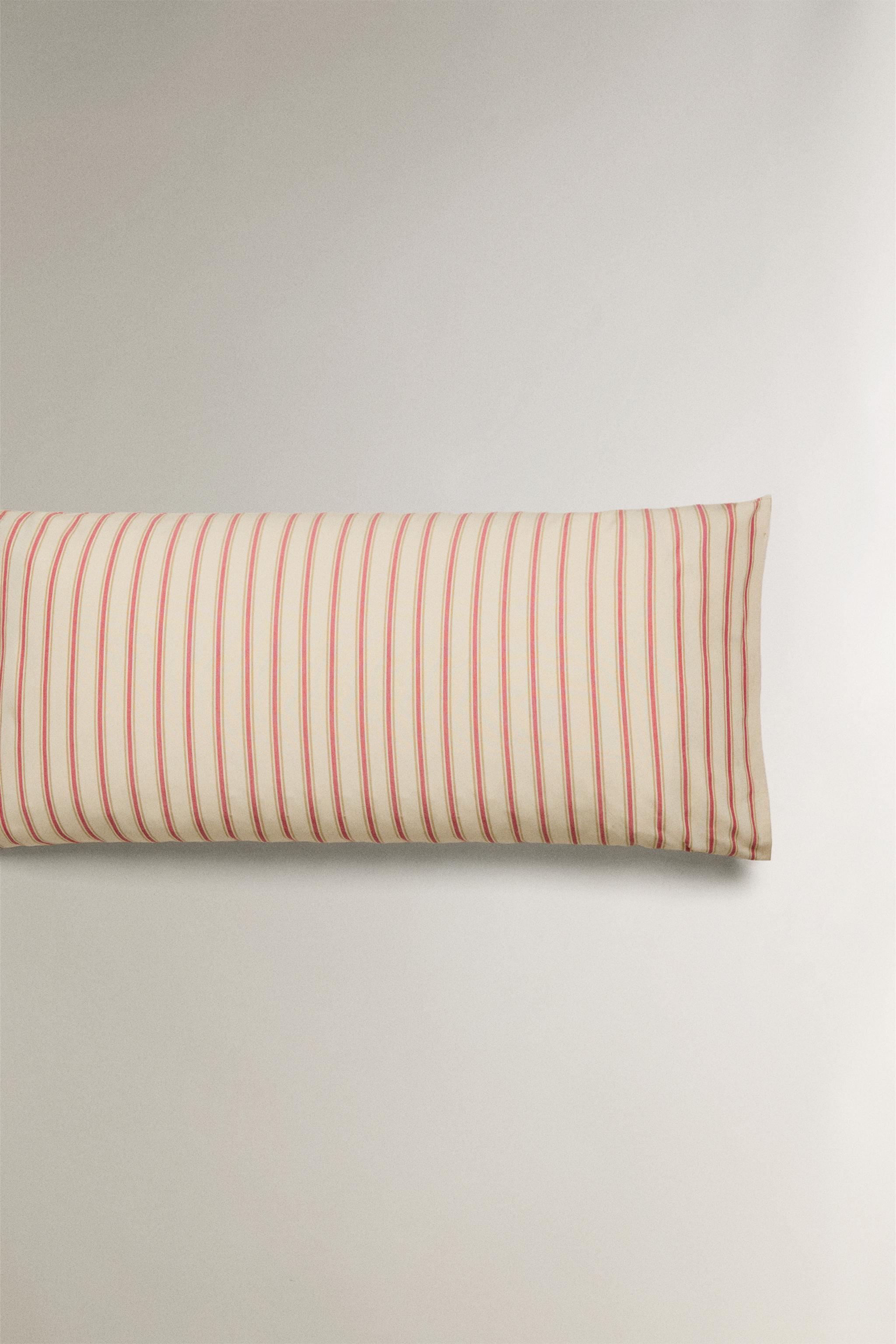 TAIE D’OREILLER PERCALE DE COTON RAYURES (300 FILS)